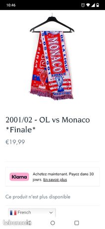 Écharpe OL Olympique Lyonnais – KV Brugge – Coupe UEFA 2001 – Football