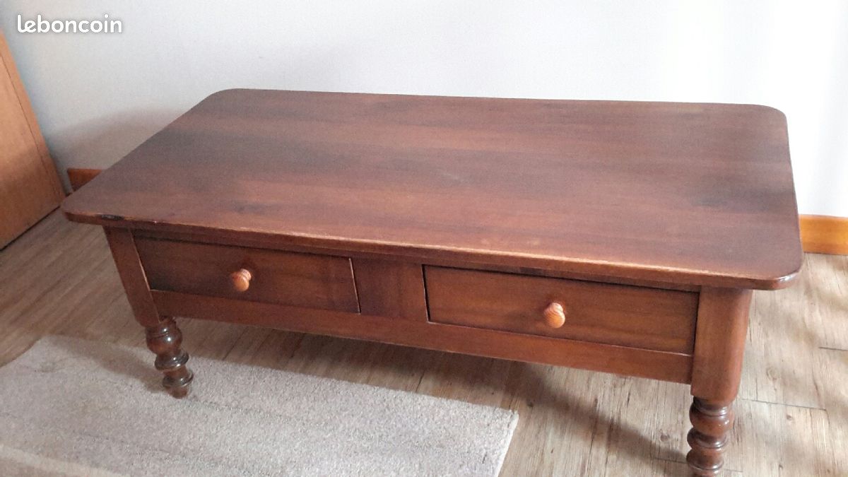 Table basse salon noyer massif (image 1)