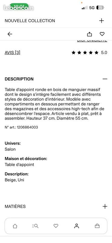 Table basse en bois de manguier neuve (image 4)
