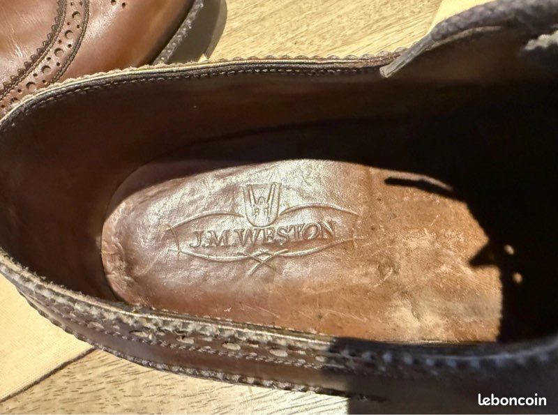 Chaussures jm weston modele triple semelle derby a bout fleuri en cuir marron taille 8 d 42 (image 5)