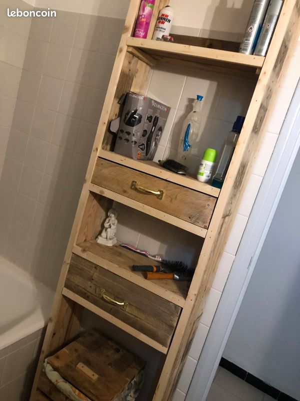 Colonne de salle de bain en bois recycle (image 2)