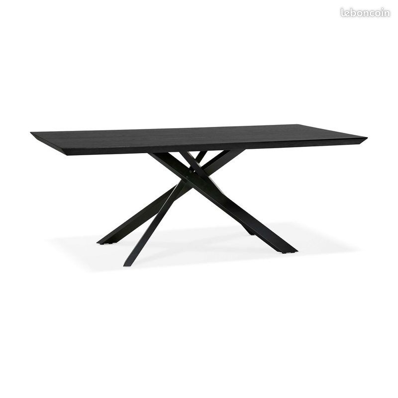 Table à manger style industrielle en bois et métal noir (image 3)