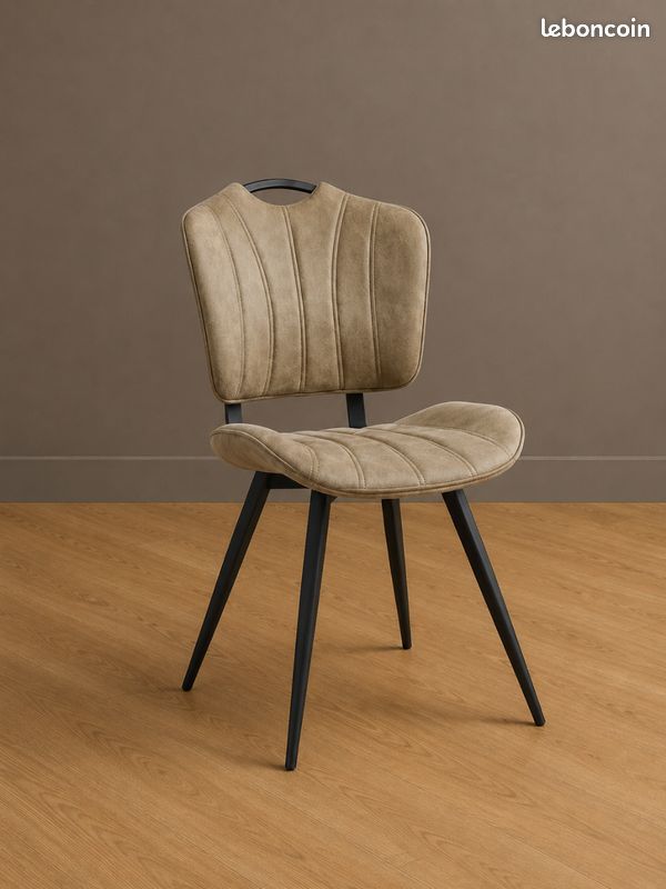 Chaises salle à manger microfibre sable NEUVES (image 1)