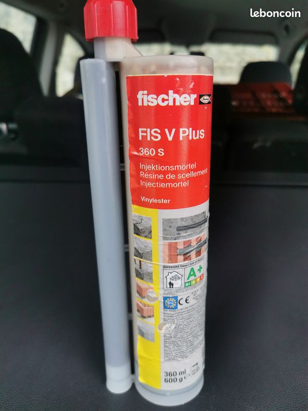 Fischer Résine Vinylester FIS V Plus 360ml + 2 Becs Mélangeurs - Fixation Universelle Béton Fissuré/Non Fissuré Et Maçonnerie