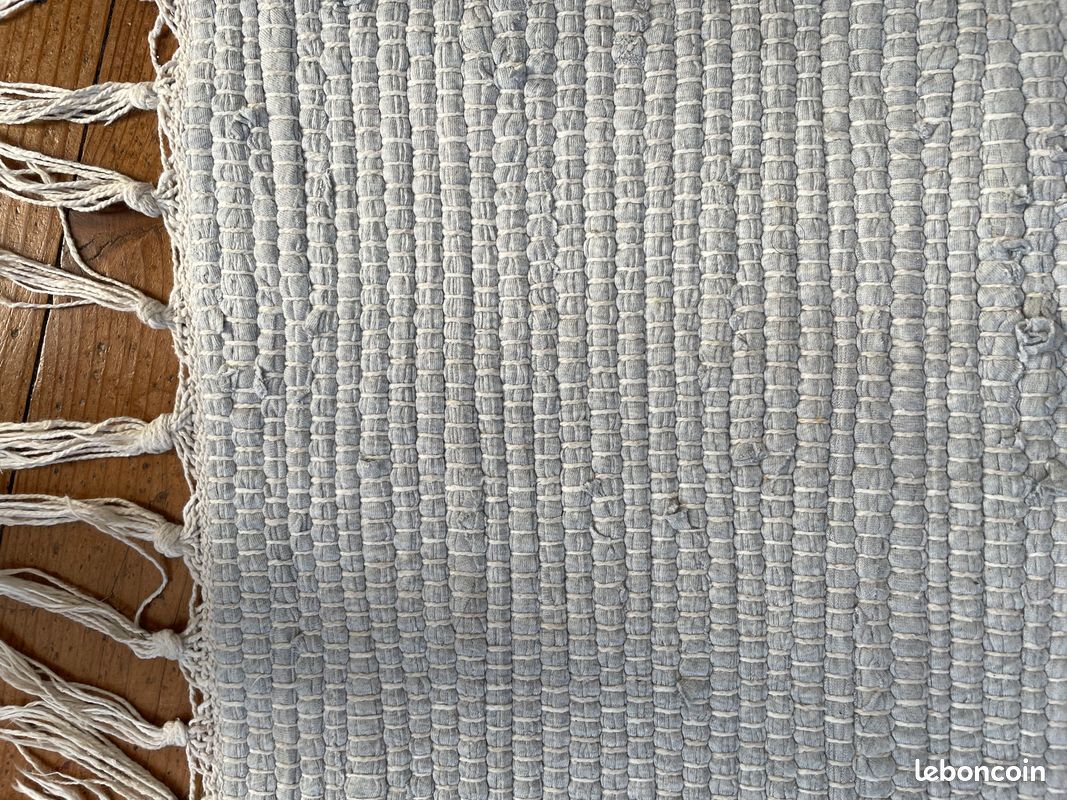 Tapis en coton bouclette bleu gris pale 122x185 cm (image 2)