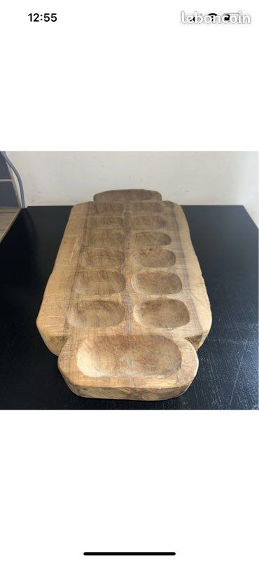 A2 / jeu africain art africain awale artisanale / en bois brut 4,5kg (image 1)