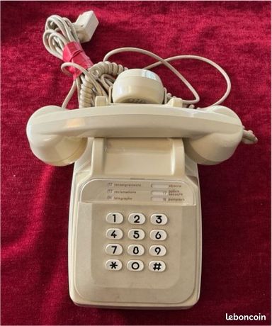 Téléphone Fixe Vintage Alcatel Telic 289 – Gris/marron, France 1975, Collection