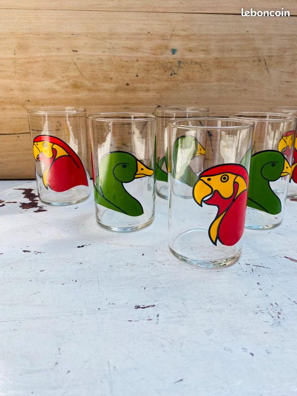 6 verres à eau vintage Modèle « Perroquet » et « Canard » (image 2)