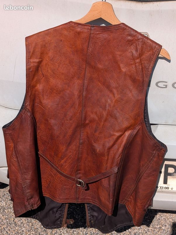 Gilet Cuir Vintage Orvis Sportsman - Taille XL (46-48) - Marron Daim - Homme