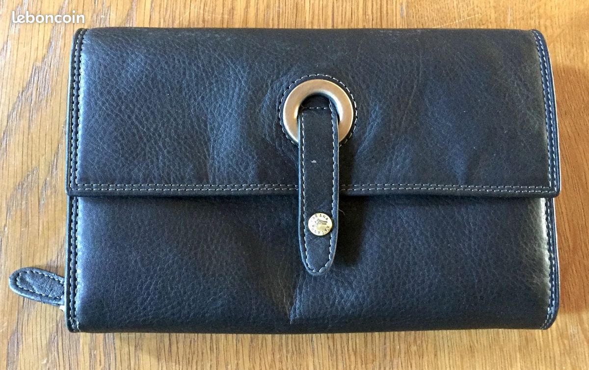 NEUF Portefeuille femme compagnon 100% cuir noir Accessoires