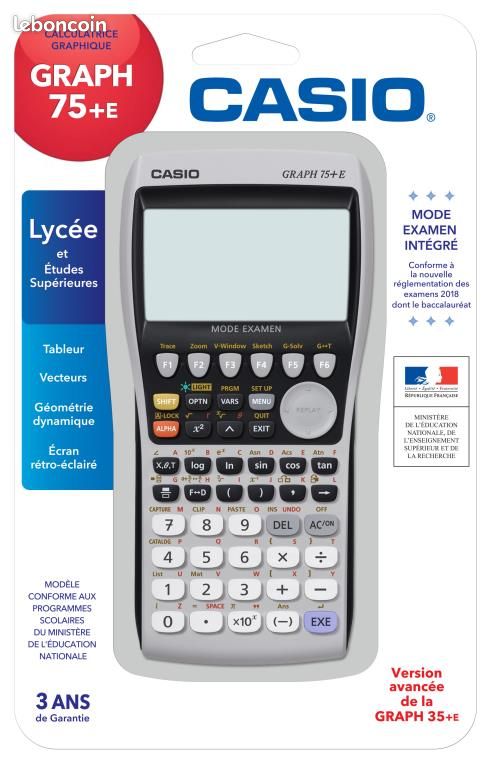 CALCULATRICE GRAPHIQUE CASIO GRAPH 75 NEUF SCELLE