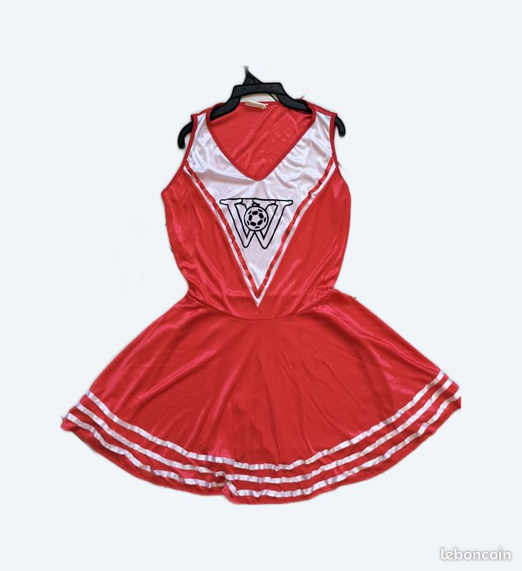 Costume pom pom girl cheerleader rouge taille unique (image 1)