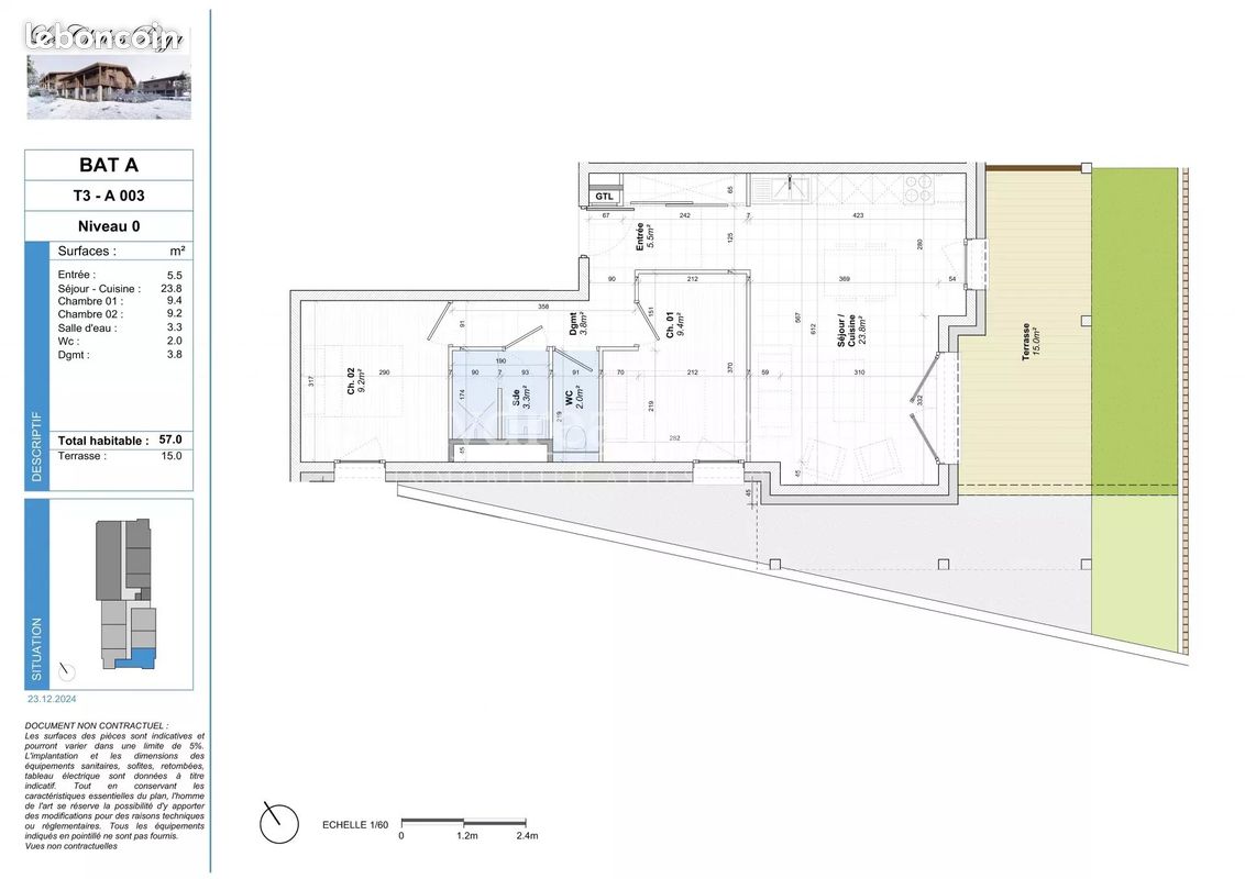 Appartement 3 pièces 57 m² · à Notre-Dame-de-Bellecombe · 57 m² · 428 000 €