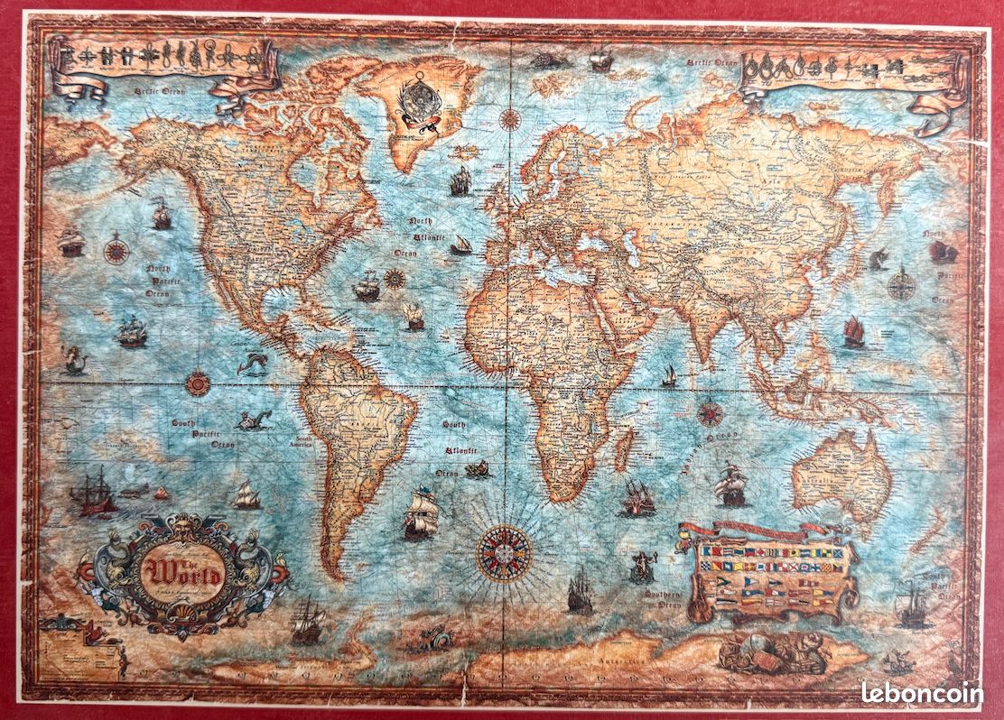 PUZZLE HEYE 2 000 PIECES MAP ART carte du monde (image 1)