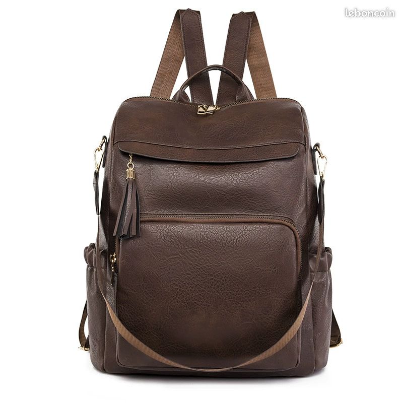 Sac à dos pour femmes en simili-cuir, sac à dos de styliste moderne et tendance, petit sac à dos à lanières - Livraison 3 jours relais (image 1)