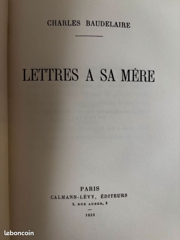 Lettres à sa mère by BAUDELAIRE Charles: Très bon Broché