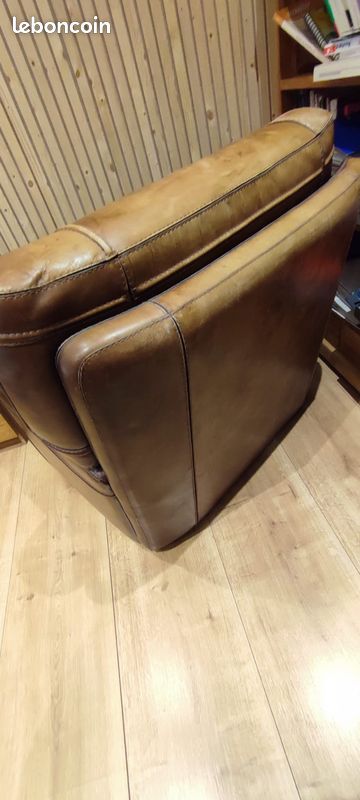 Fauteuil en cuir brun (image 3)