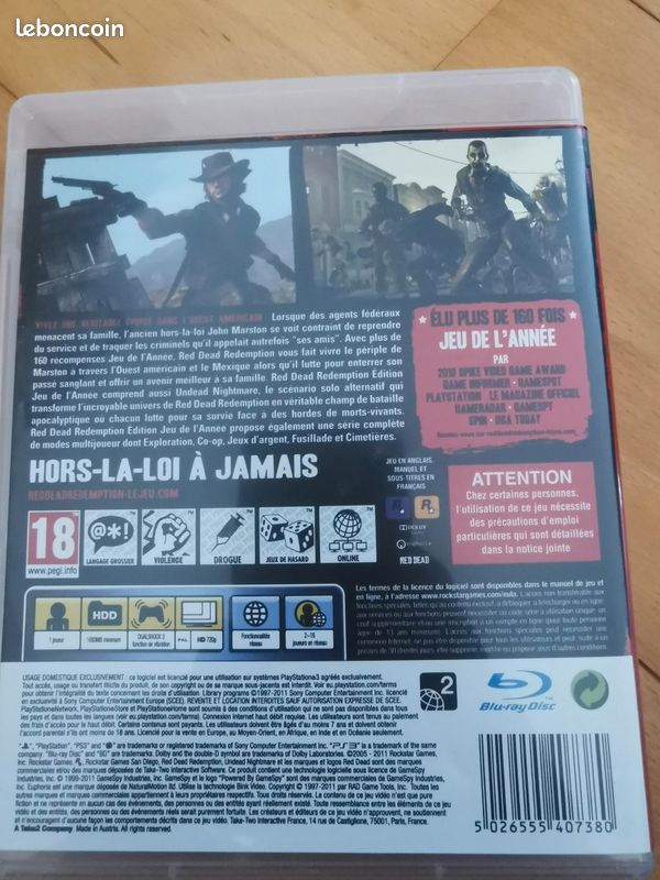Jeu PS3 Red Dead Redemption - Version Française Complète - Envoi Rapide Et Suivi