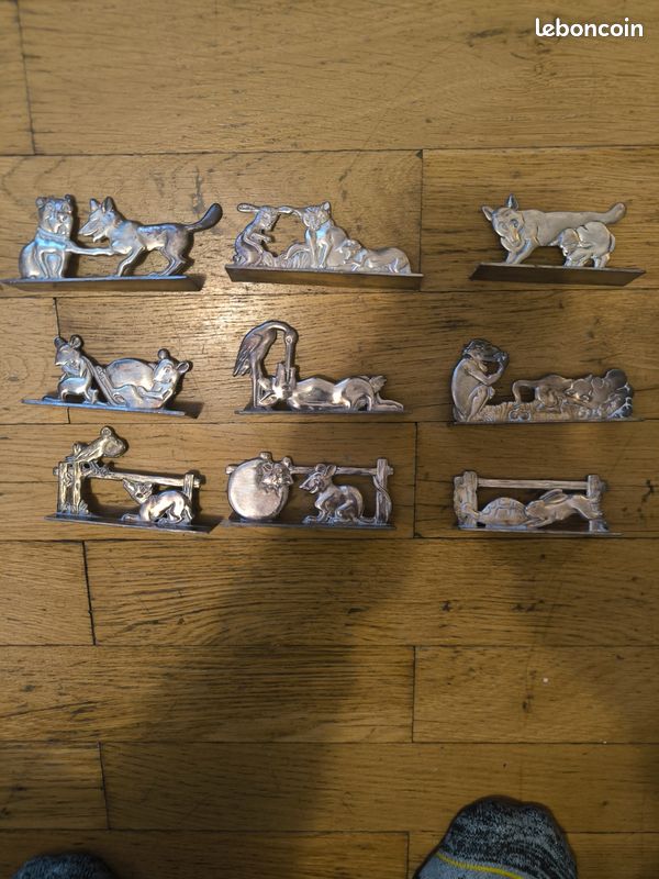 Porte-couteau Vintage Benjamin Rabier – Métal Argenté, Fables De La Fontaine, Made In France