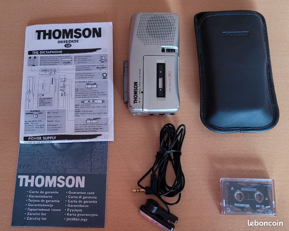Dictaphone Thomson DK-52 à Micro-cassette – Fonctionnel, Vintage – Occasion