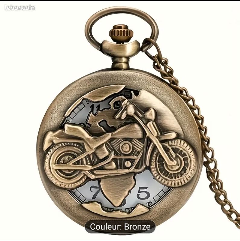 Montre de poche vintage en cuivre à quartz, cadran rond en alliage ajouré, affichage de la date par aiguille, mode d'entraînement électronique (image 4)
