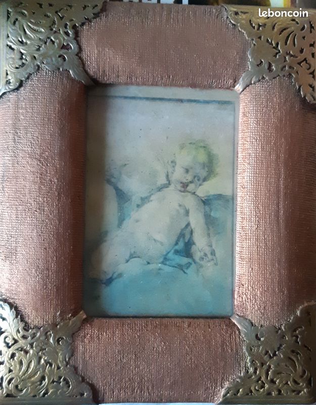 Cadre photo ancien 15,5 X 12,5 coins dorés (image 1)
