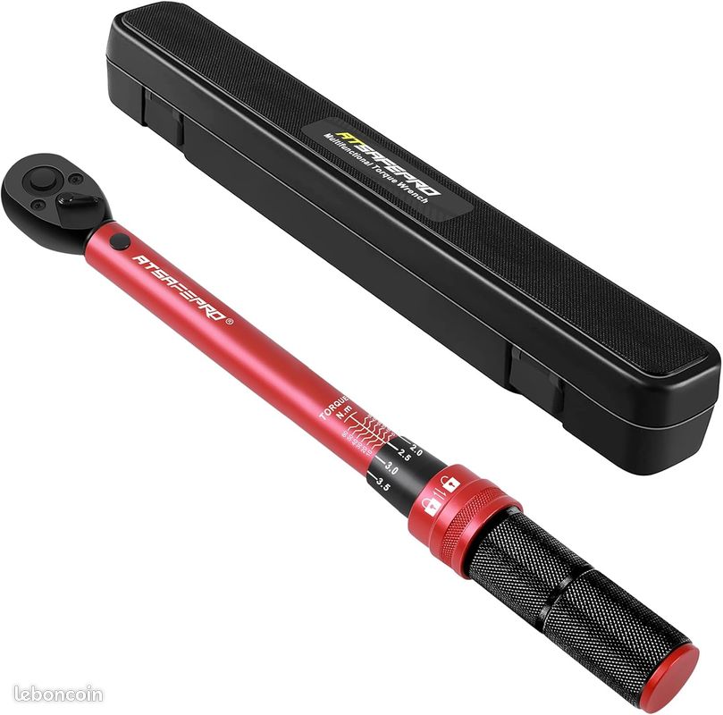 Clé Dynamométrique 3/8", Clef Dynamometrique 5-60 Nm, précision ± 3% derreur avec 72 dents, clé dynamométrique pour vélo, moto et voiture entretien du véhicule (image 1)