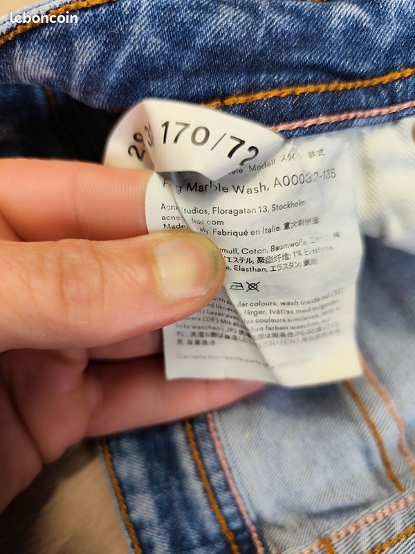 Jean Acne Studios Blå Konst – Modèle Climb Marble Wash – Taille W29/L32 T38 (image 6)