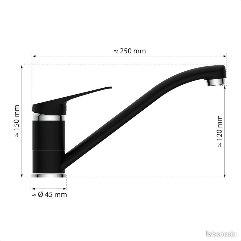EISL Speed NI182SCR-B Robinet de cuisine, robinet d'évier, robinet de cuisine, chromé/noir (image 1)