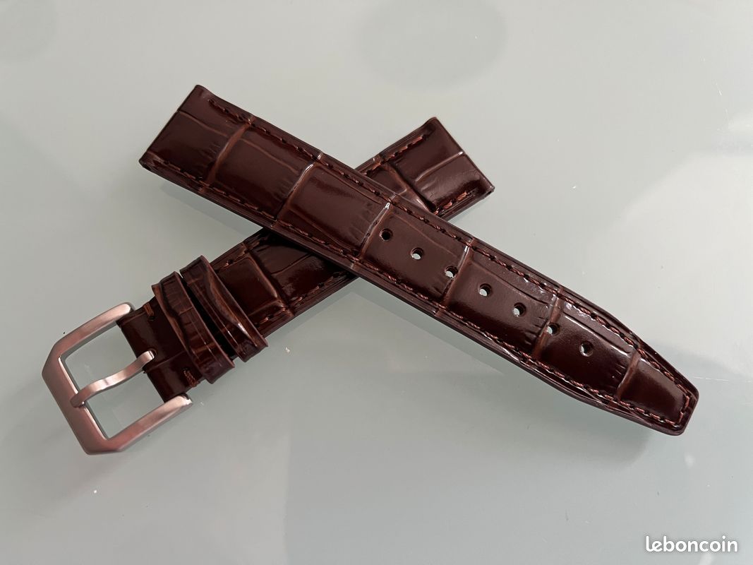 Bracelet De Montre Cuir ZRC 20 Mm – Marron Grain Alligator Fait Main NEUF
