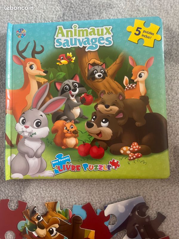 Livre puzzle animaux sauvages (5puzzles inclus) (image 2)