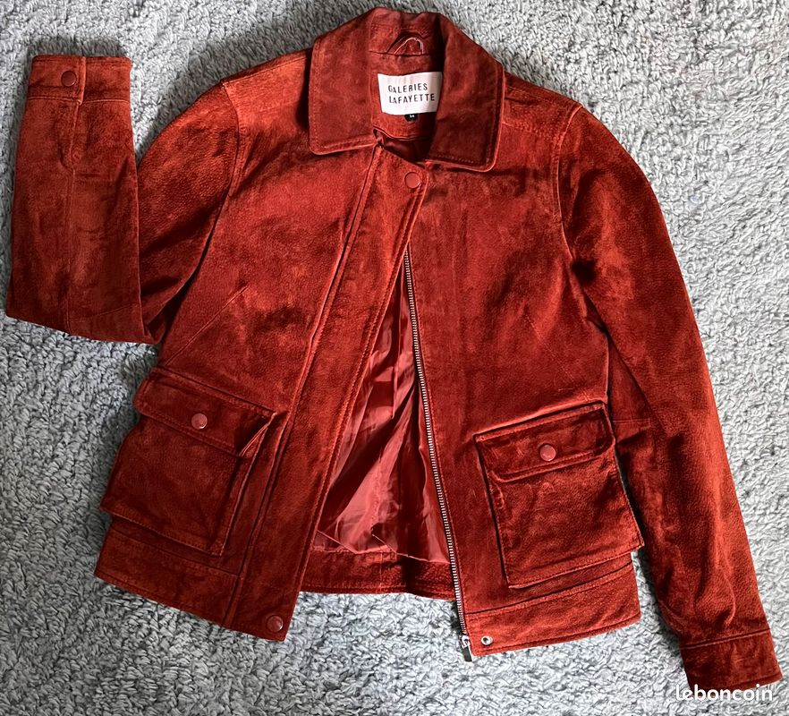 Veste en cuir daim galeries Lafayette Vêtements