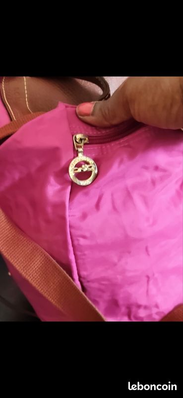 Beau sac à dos Longchamp pliage authentique club navy rose fuchsia (image 3)
