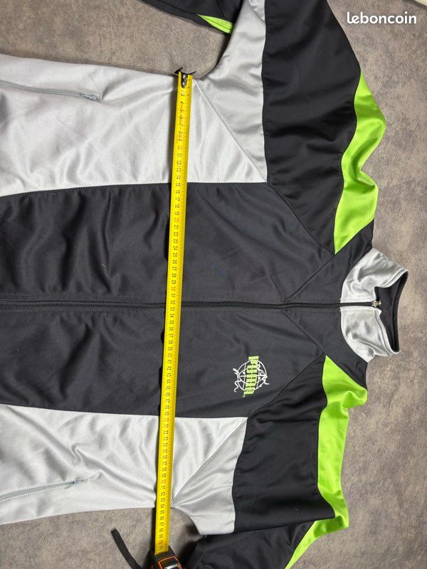 Veste Puma vintage 80s noir/vert coupe large logo brodé dos - XXL (image 14)