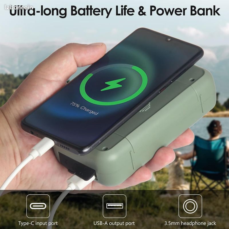 Radio D'urgence Solaire à Manivelle Avec Lampe LED Et Batterie 2000mAh - Neuve