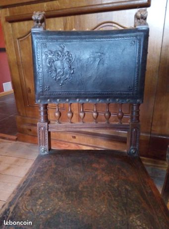 Chaise Salle à Manger Style Empire Henri II – Bois Et Cuir – À Restaurer