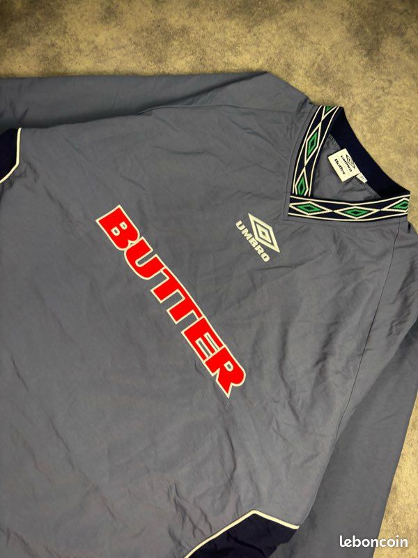 Sweat Homme Umbro Pro Training Vintage Années 90 – Taille XL – Bleu Chiné Logo Brodé