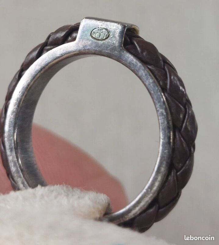 Ancienne bague, en argent massif et corde, vintage (image 4)