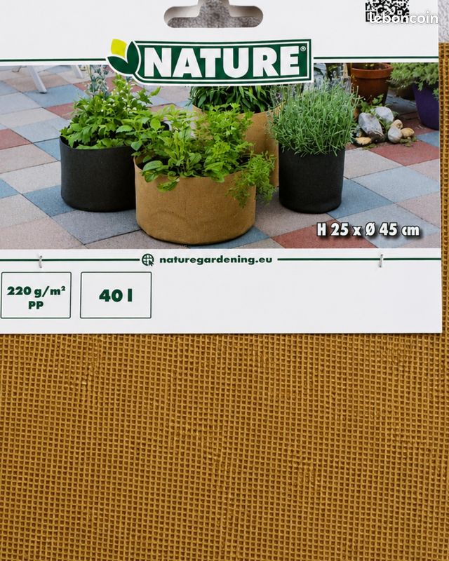 Sac de culture géotextile beige 40L neuf – Potager, tomates, aromates (image 4)