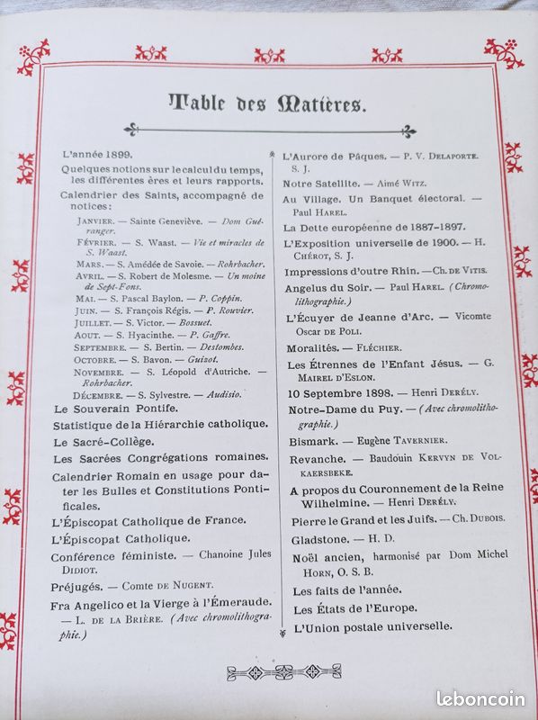 Le trés rare Almanach catholique de France de l'an de grâce 1899 (image 6)