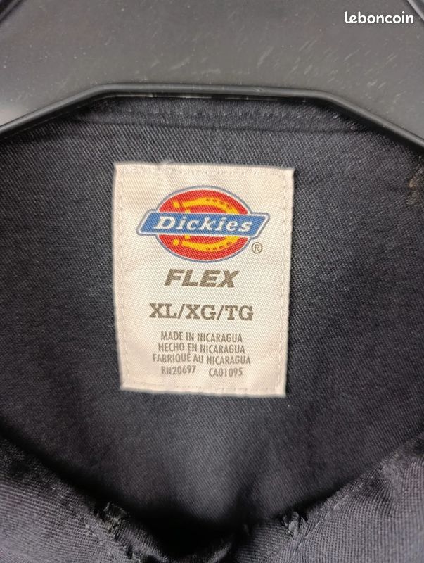 Chemise Dickies Flex Homme XL Noire Workwear Manches Longues USA #P180 (image 8)