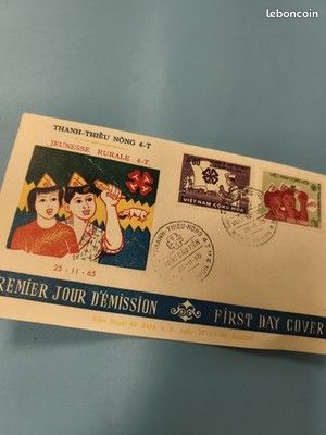 Ancienne enveloppe FDC Vietnam 1965 Jeunesse Rurale timbres illustrés (image 1)