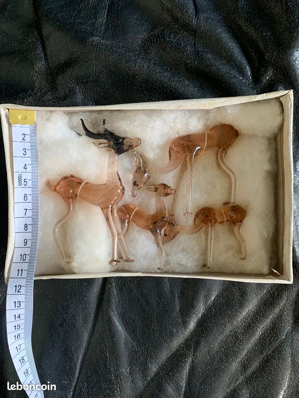 🦌 Figurines cervidés en verre soufflé – lot de 4 – artisanat/déco (image 1)