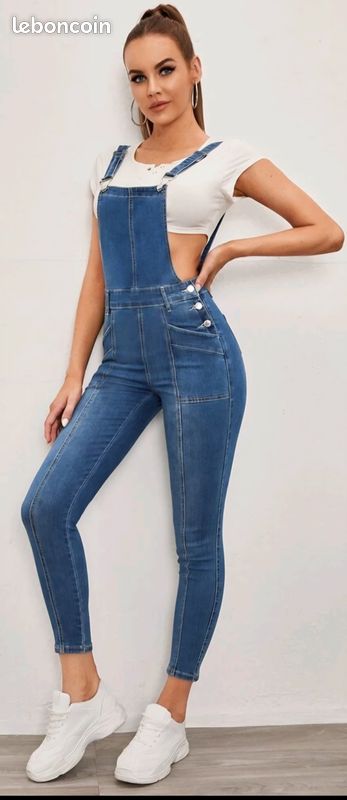 Salopette à bretelles en jean La Redoute Collections | La Redoute