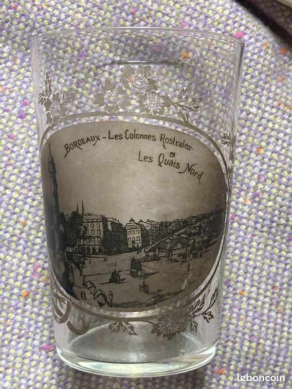 Verre ancien à eau image de Bordeaux Colonnes Rostrales Quais nord, très rare (image 8)