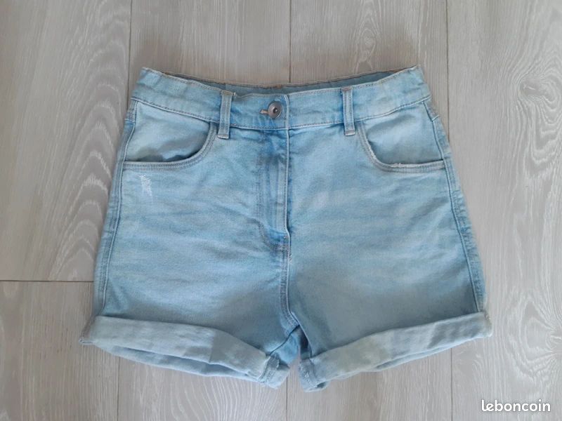 Short jean fille taille haute 16 ans marque Gémo (image 1)