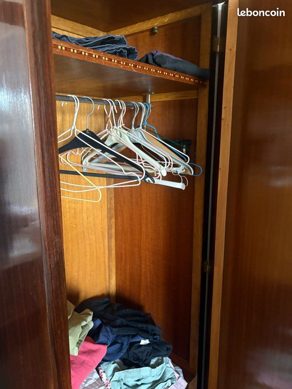 Armoire penderie avec coiffeuse et miroir – bois vintage années 50/60 (image 3)