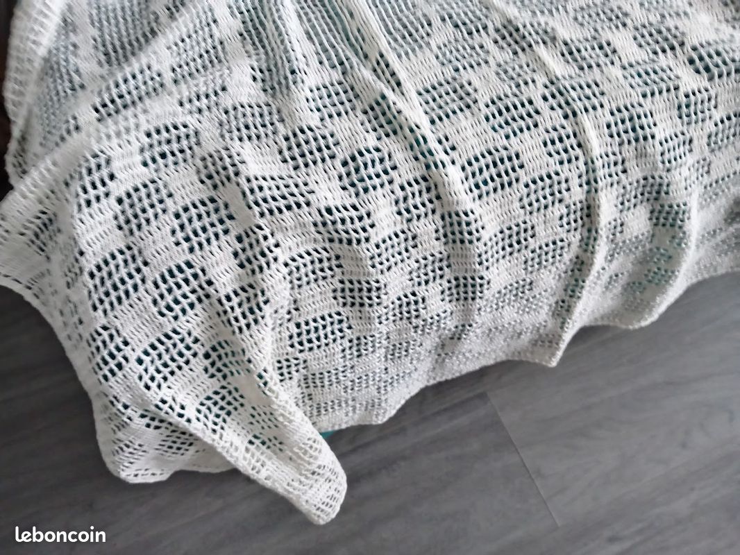 Rideau maille crochet fait main coton écru (image 11)