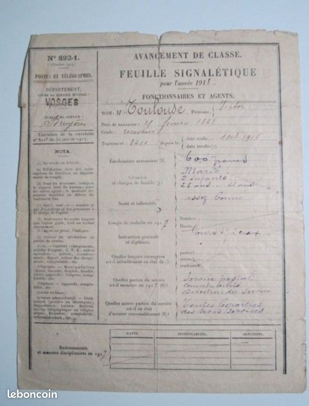 Ancien calendrier Almanach des postes et télégraphes 1909 Bretagne