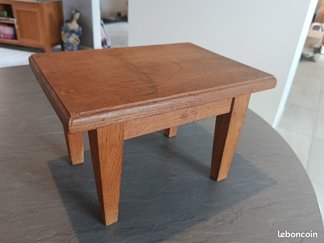 Ancien Superbe Grand Tabouret Marchepied en Bois Massif (image 3)